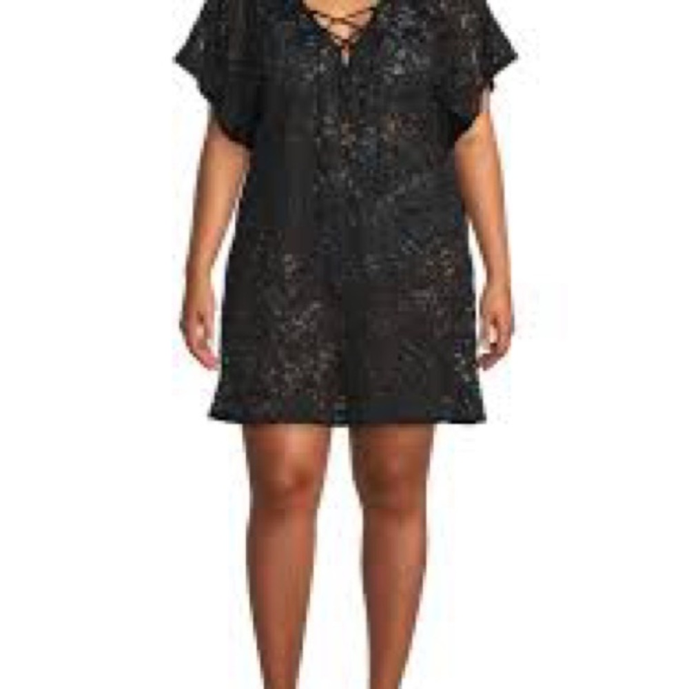Time and Tru Black Swim Coverup